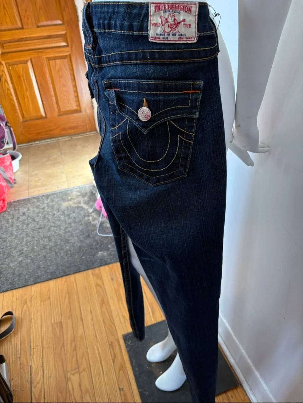 True Religion Slim Fit Women's Dark Indigo Skinny Jeans - Picture 7 of 10